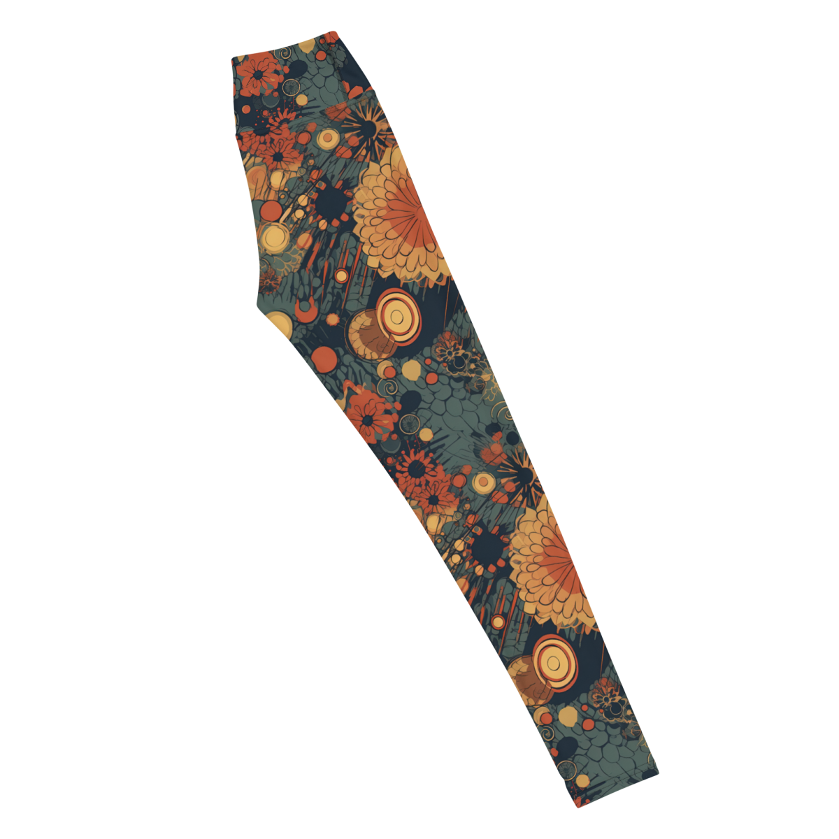 Trampled Flowers - Green/Blue - Yoga Leggings - Image 5