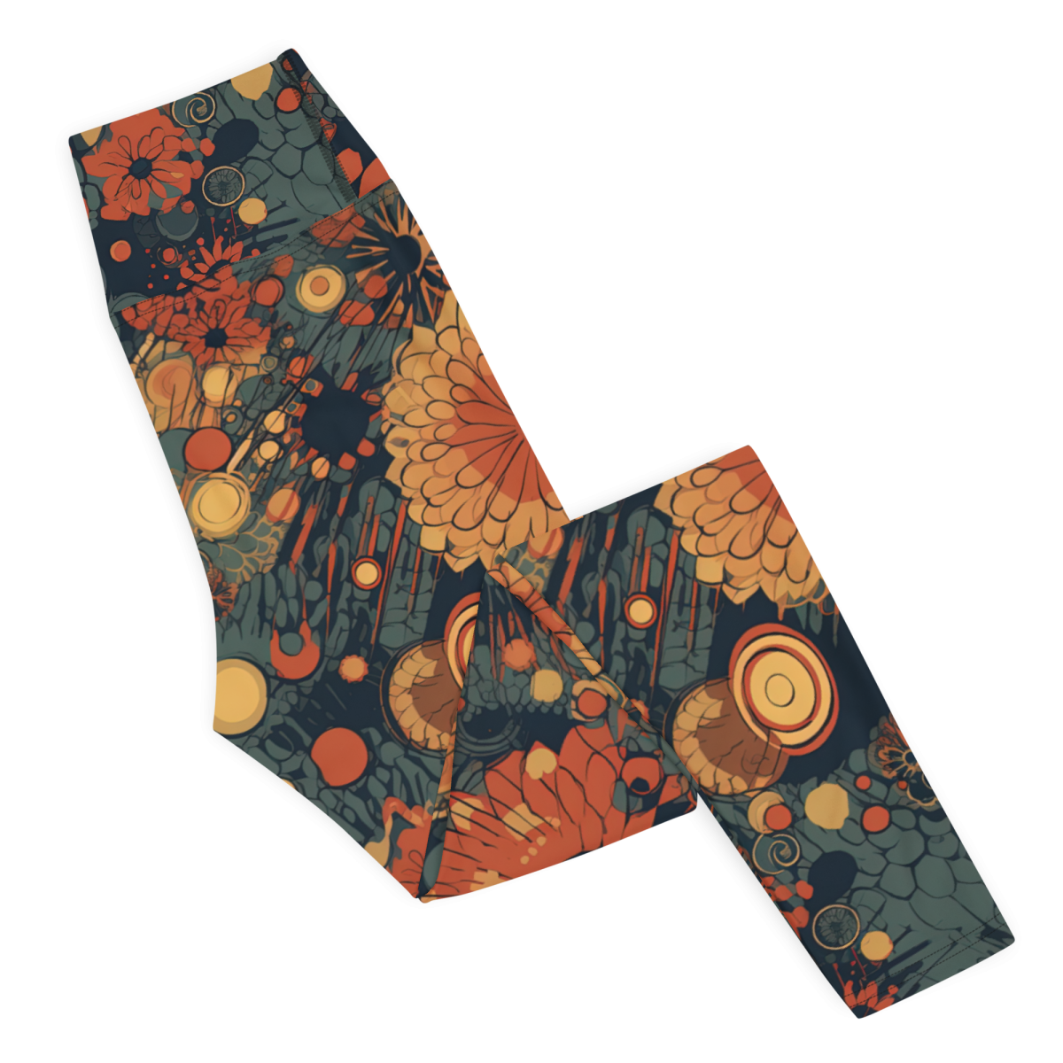 Trampled Flowers - Green/Blue - Yoga Leggings - Image 6