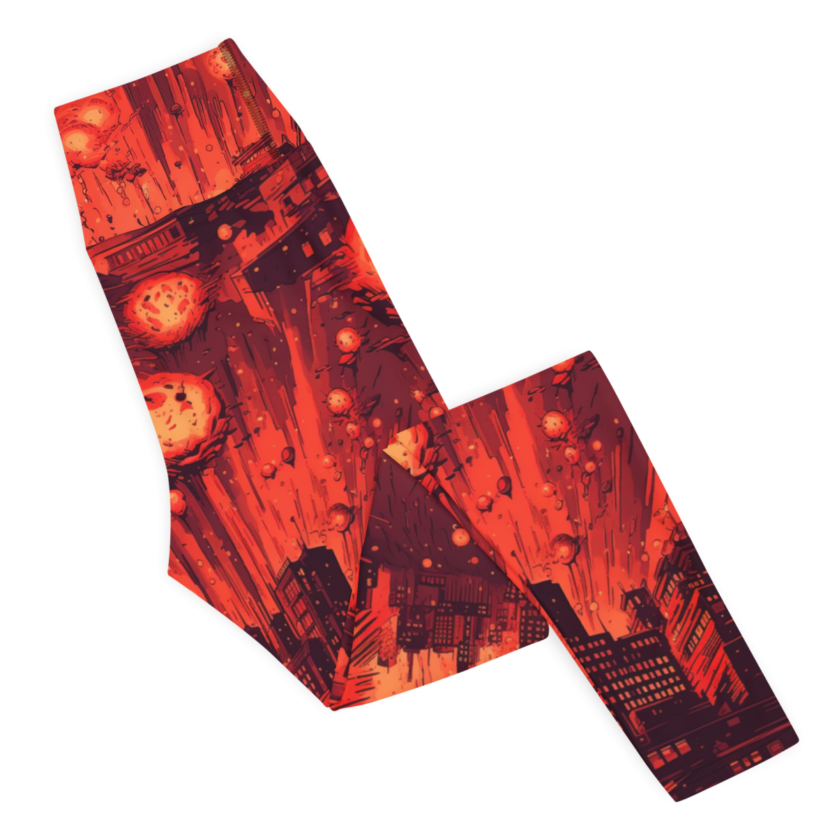 Meteor Strike - Red - Yoga Leggings - Image 6