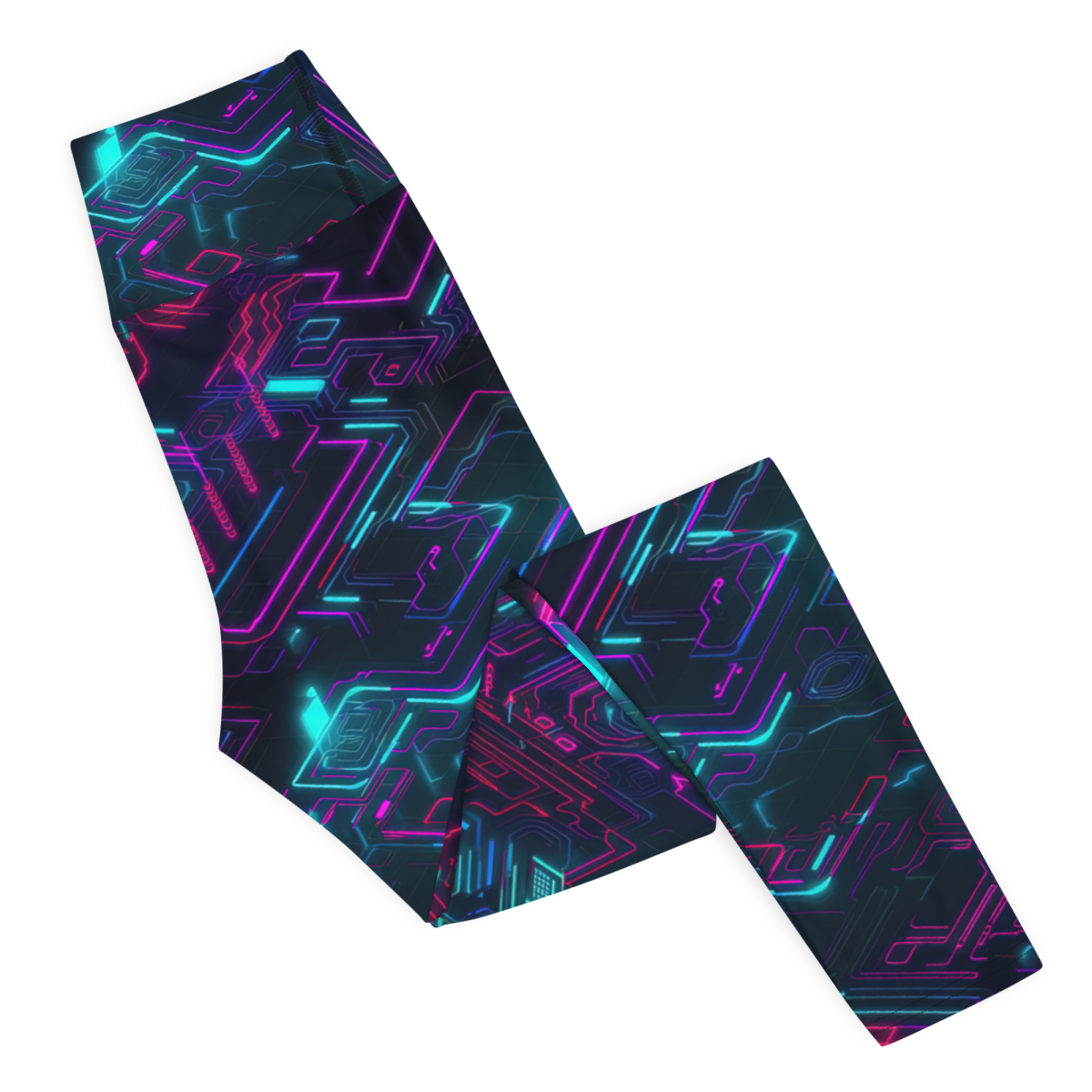 Cyberspace Circuits - Blue - Yoga Leggings - Image 6