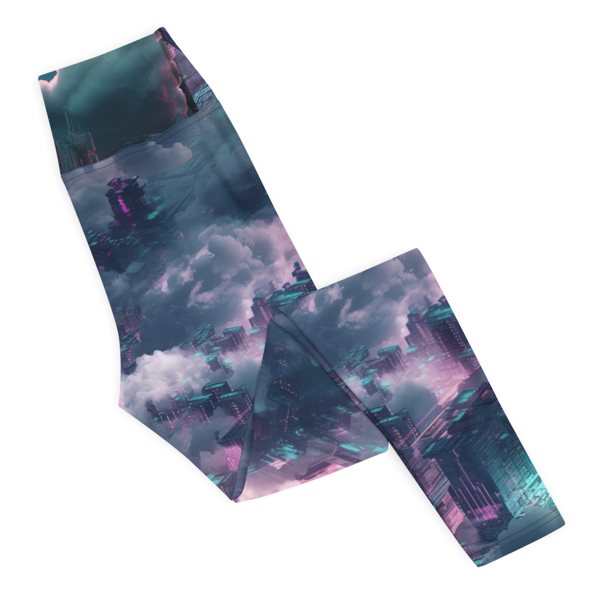 Cloudy City - Blue/Magenta - Yoga Leggings - Image 6