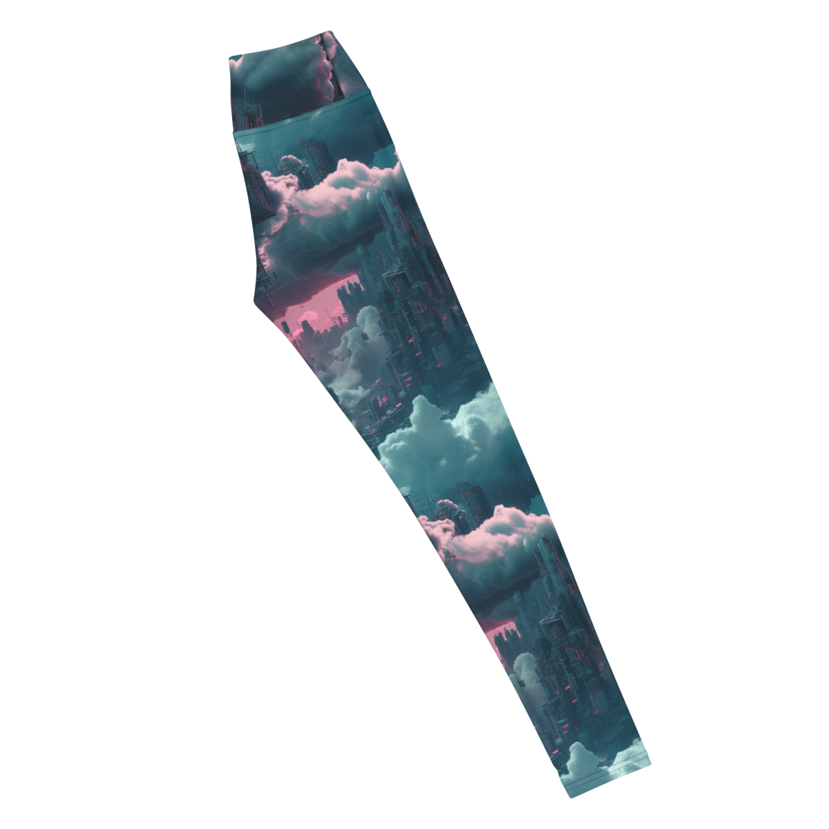 Cloudy Skyscraper - Blue/Magenta - Yoga Leggings - Image 5
