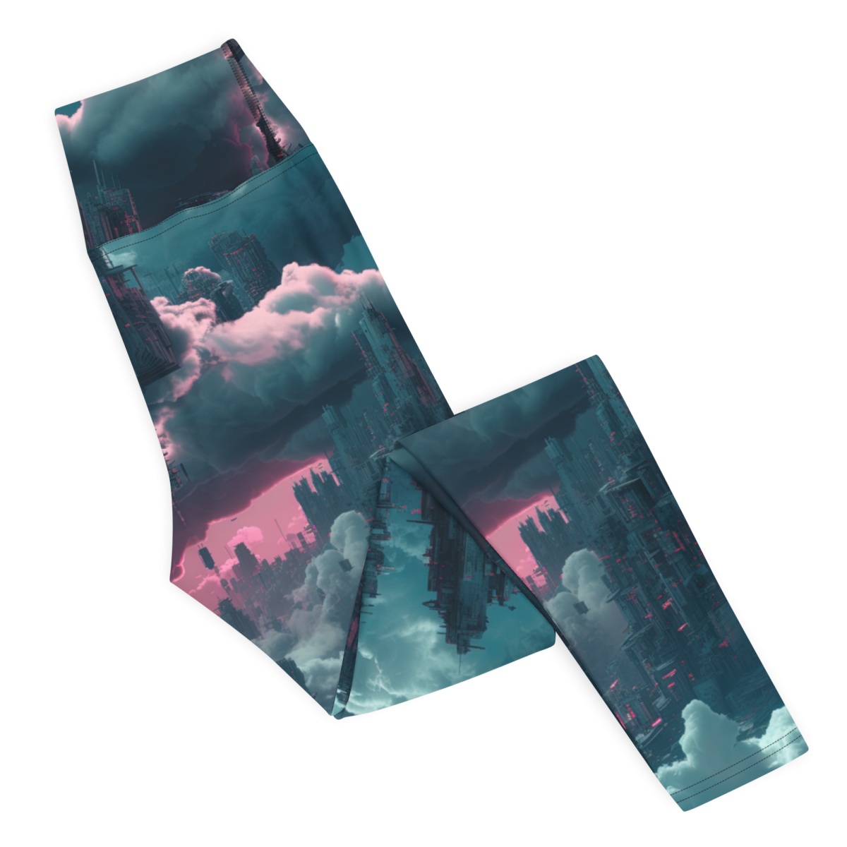 Cloudy Skyscraper - Blue/Magenta - Yoga Leggings - Image 6