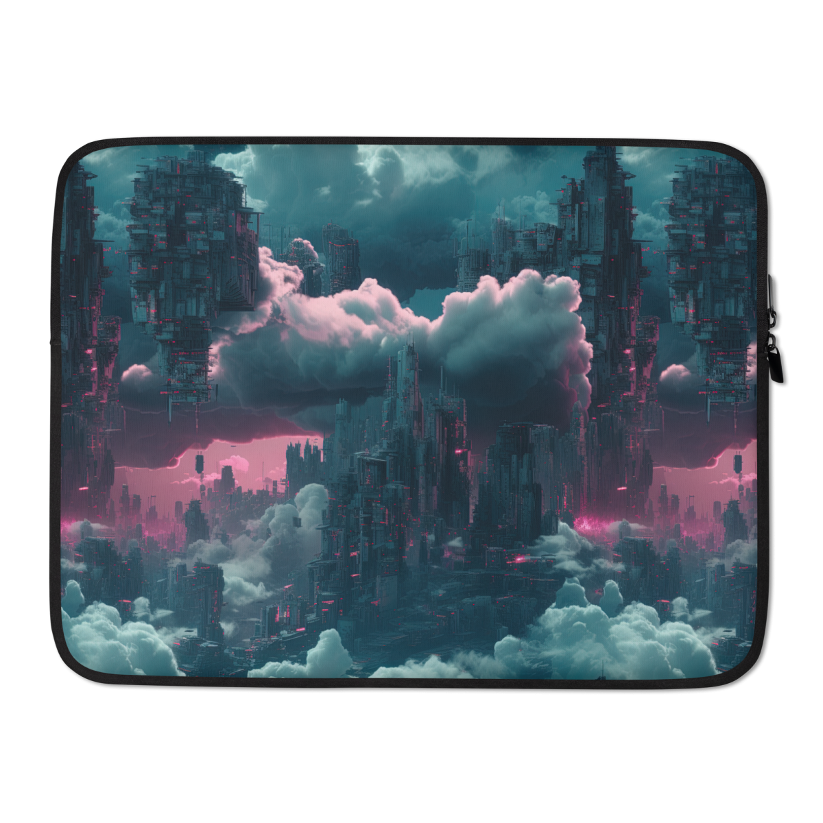 Cloudy Skyscraper - Blue/Magenta - Laptop Sleeve - Image 2