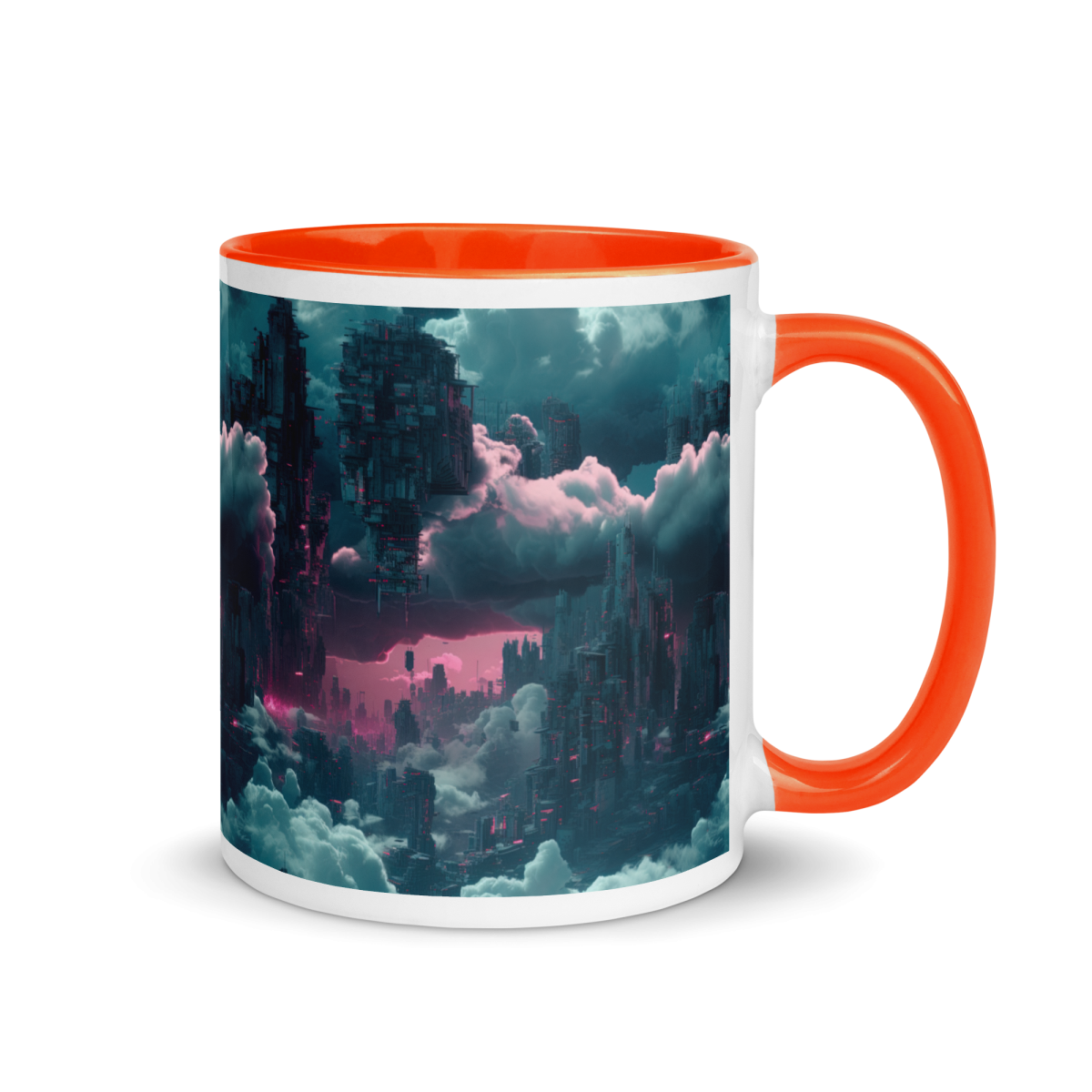 Cloudy Skyscraper - Blue/Magenta - Mug - Image 2