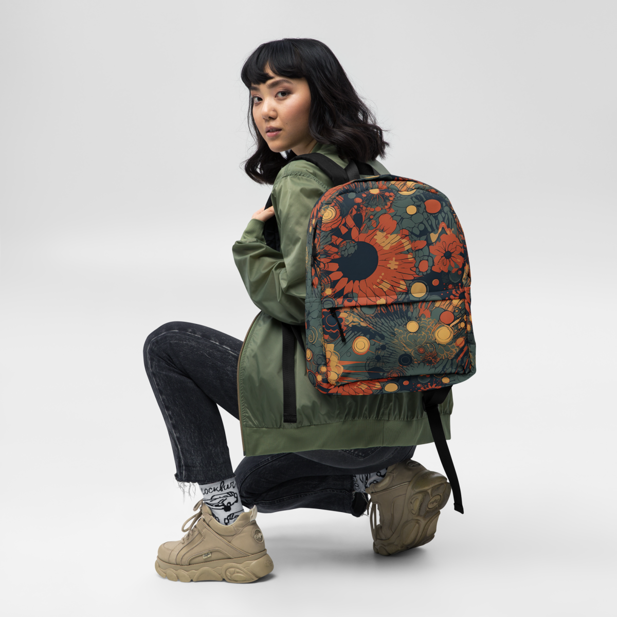 Trampled Flowers - Green/Blue - Backpack - Image 2