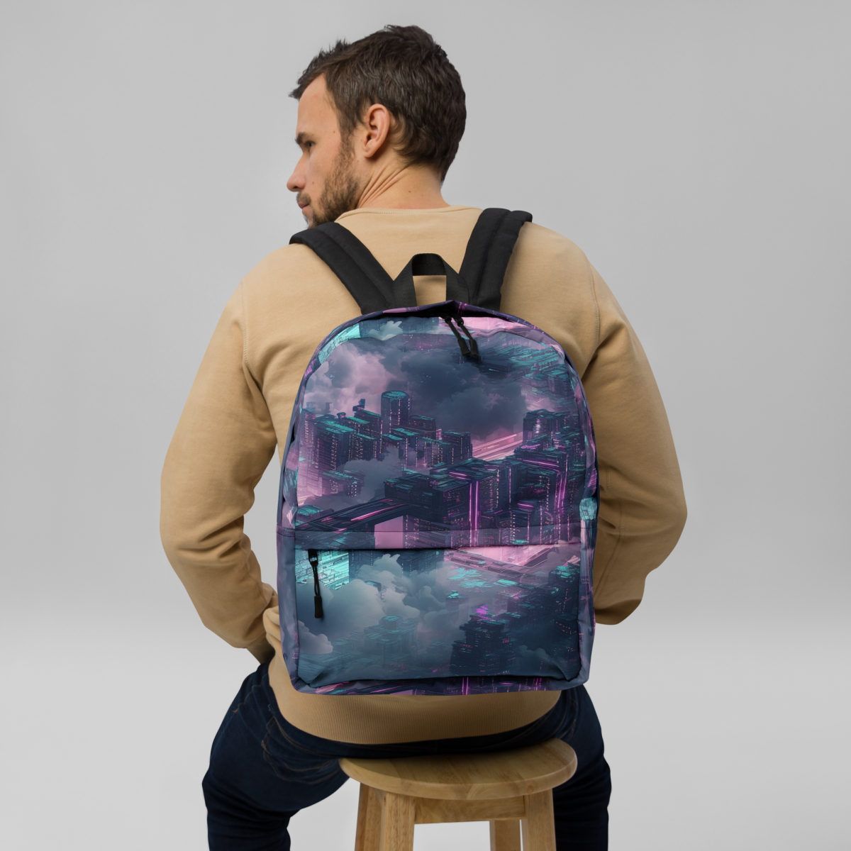 Cloudy City - Blue/Magenta - Backpack - Image 3