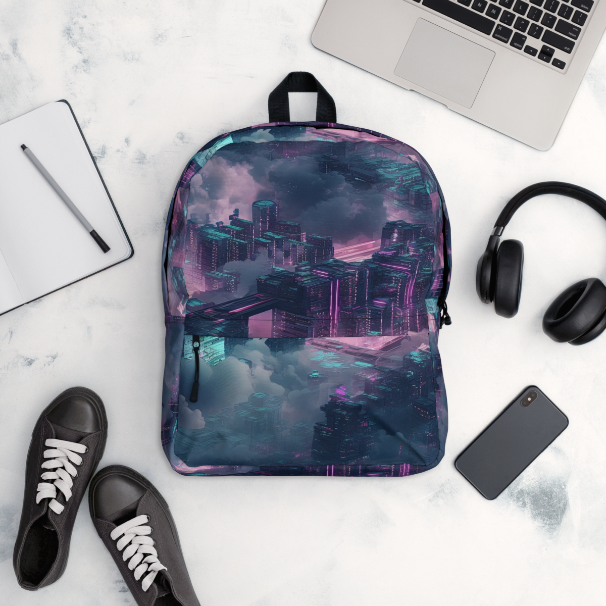 Cloudy City - Blue/Magenta - Backpack - Image 7
