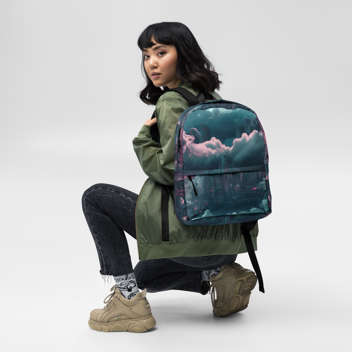 Cloudy Skyscraper - Blue/Magenta - Backpack - Image 2
