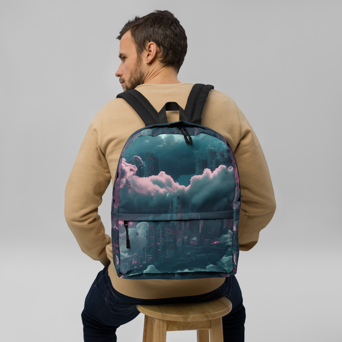 Cloudy Skyscraper - Blue/Magenta - Backpack - Image 3