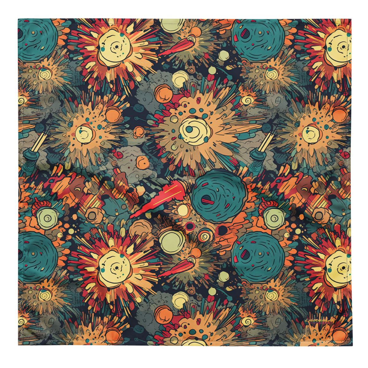 Flaming Fission - Blue/Yellow - Bandana