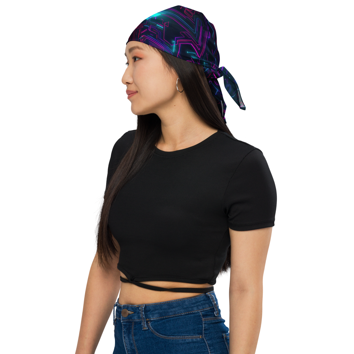 Cyberspace Circuits - Blue - Bandana - Image 4