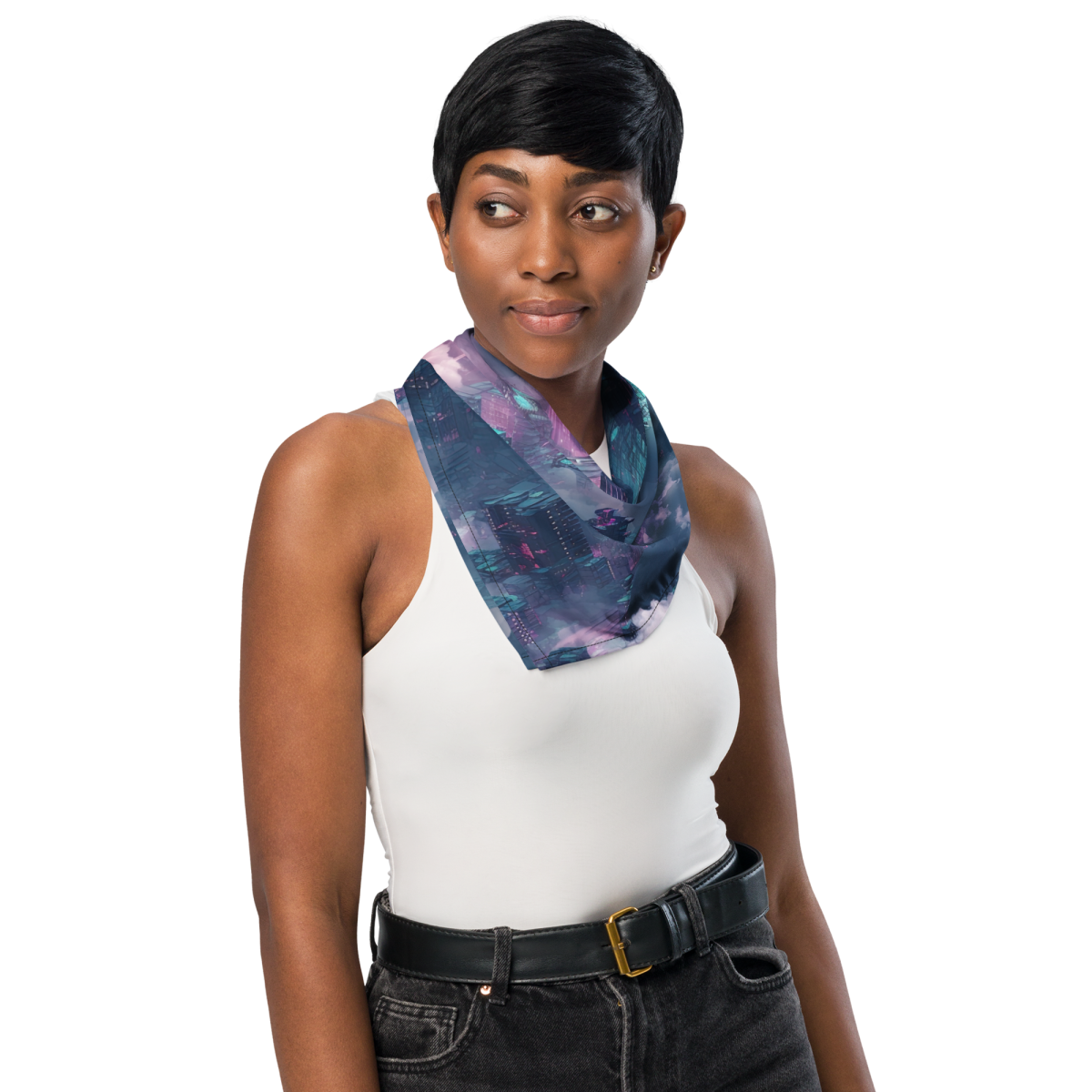Cloudy City - Blue/Magenta - Bandana - Image 2
