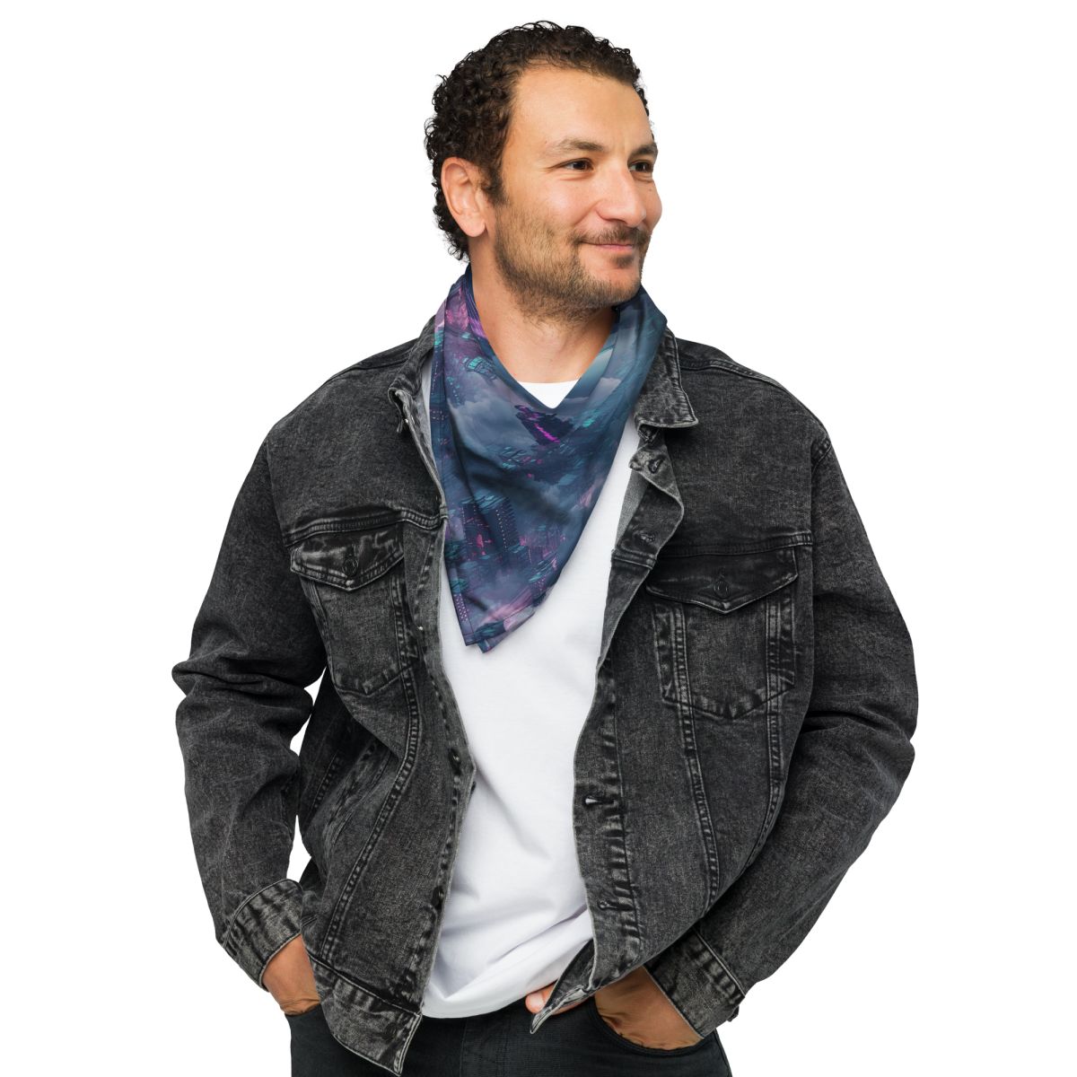 Cloudy City - Blue/Magenta - Bandana - Image 3