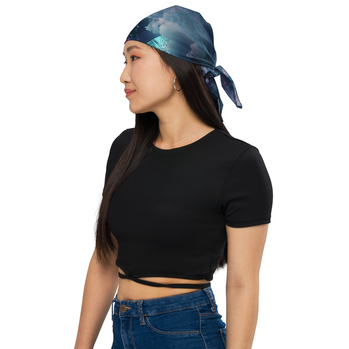 Cloudy City - Blue/Magenta - Bandana - Image 4