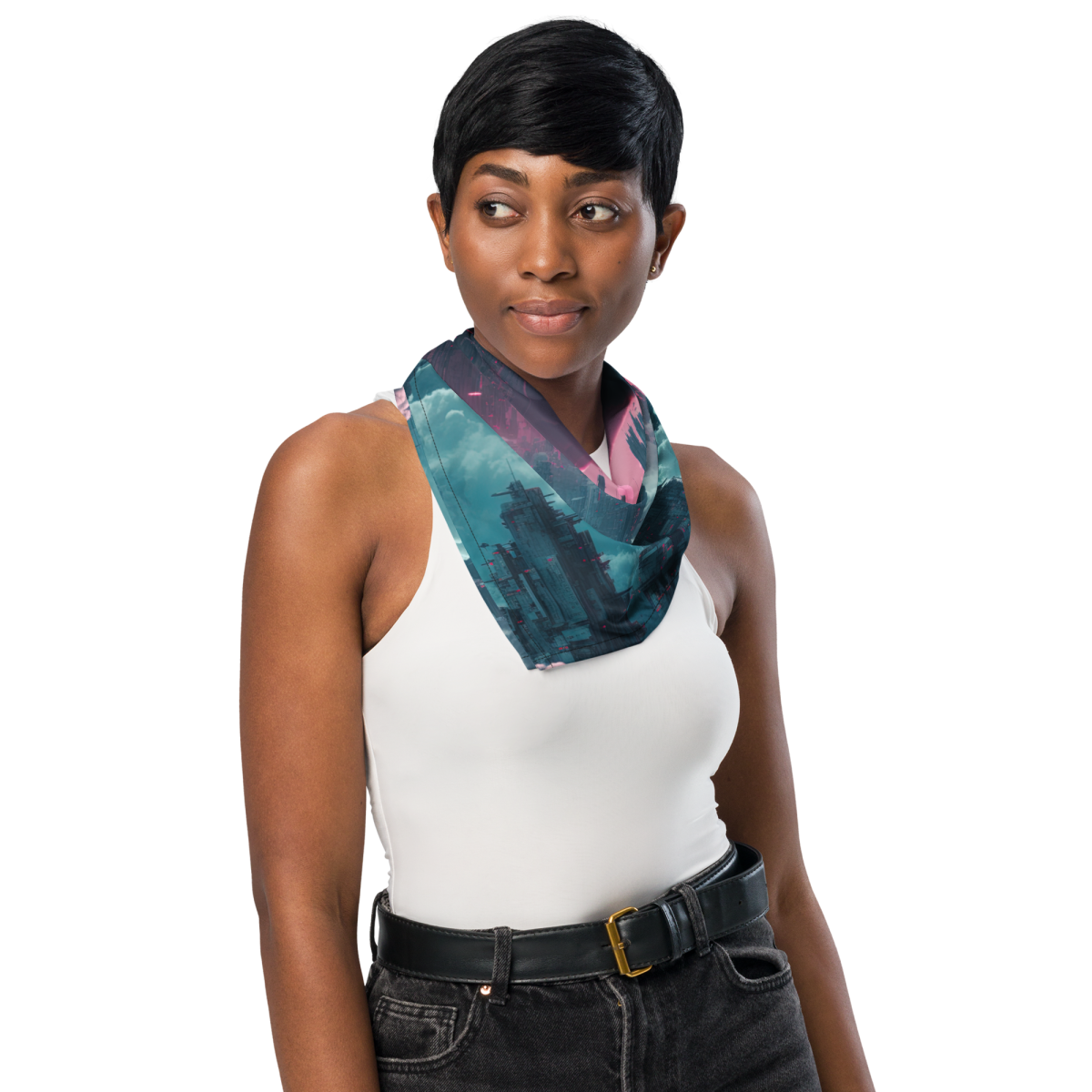 Cloudy Skyscraper - Blue/Magenta - Bandana - Image 2