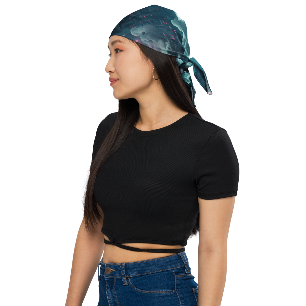 Cloudy Skyscraper - Blue/Magenta - Bandana - Image 4