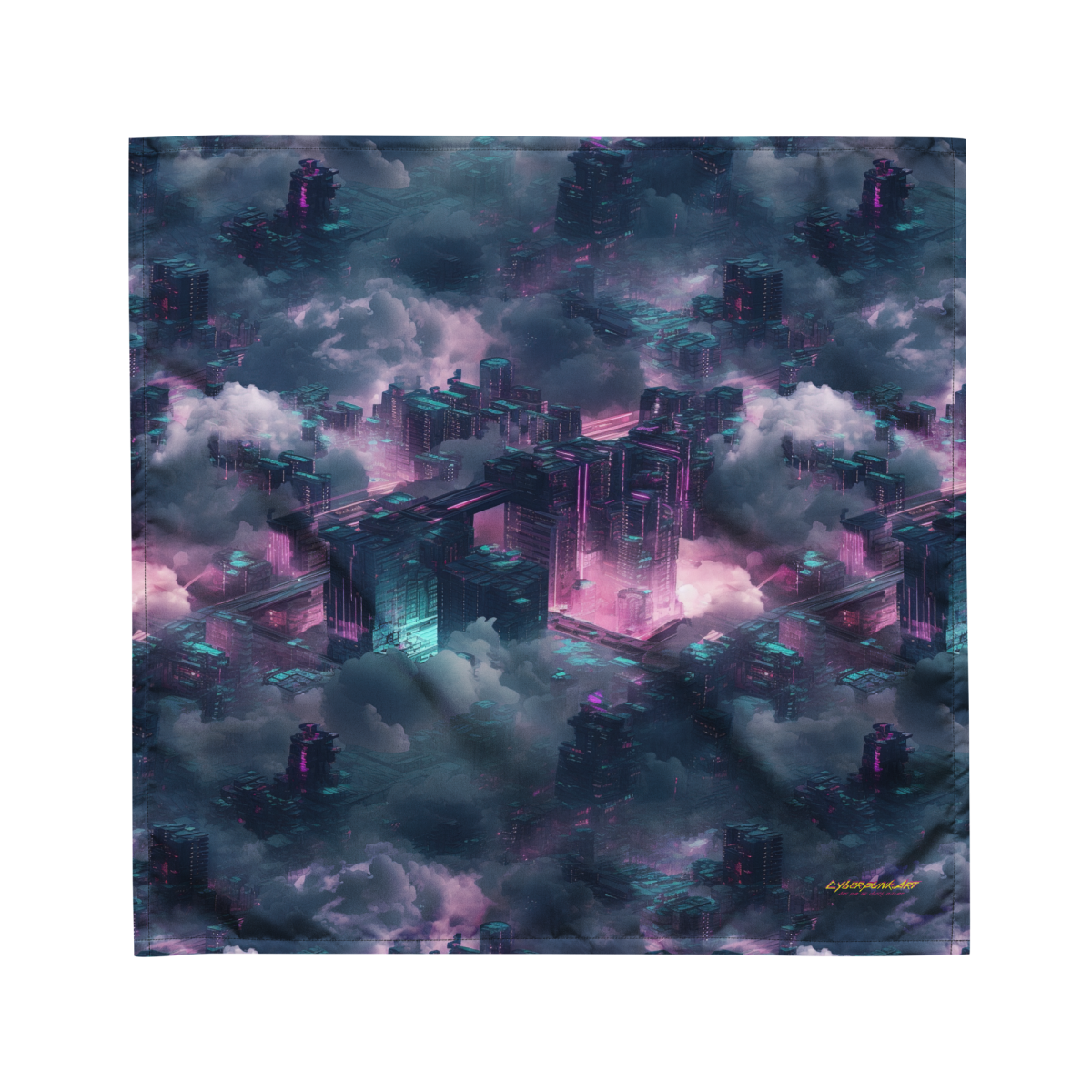 Cloudy City - Blue/Magenta - Bandana - Image 6