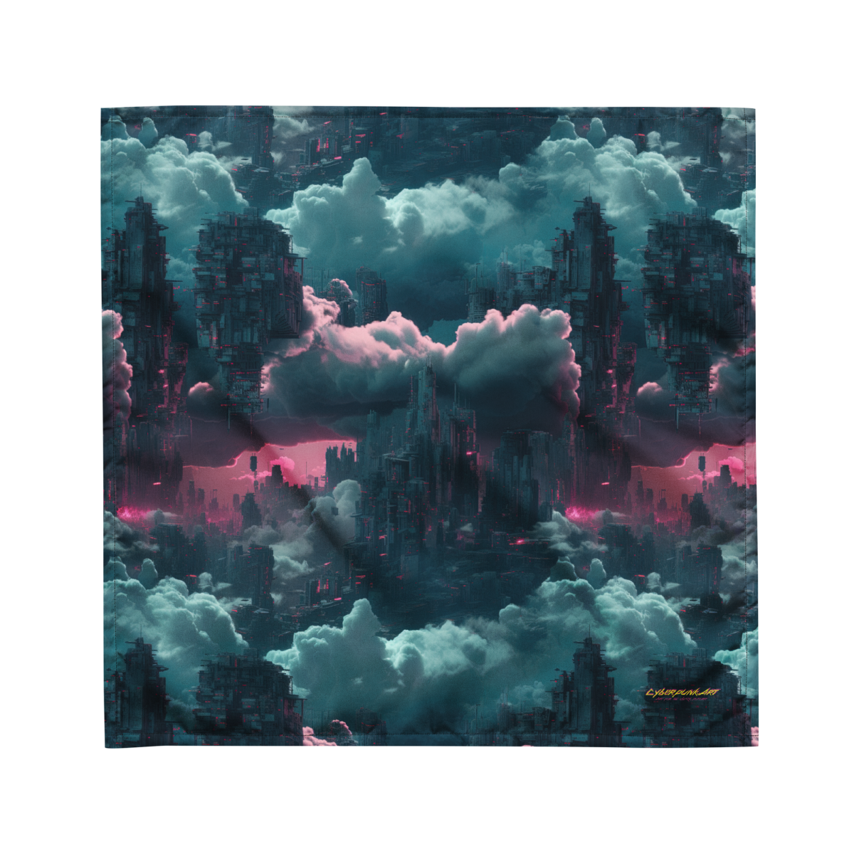 Cloudy Skyscraper - Blue/Magenta - Bandana - Image 6