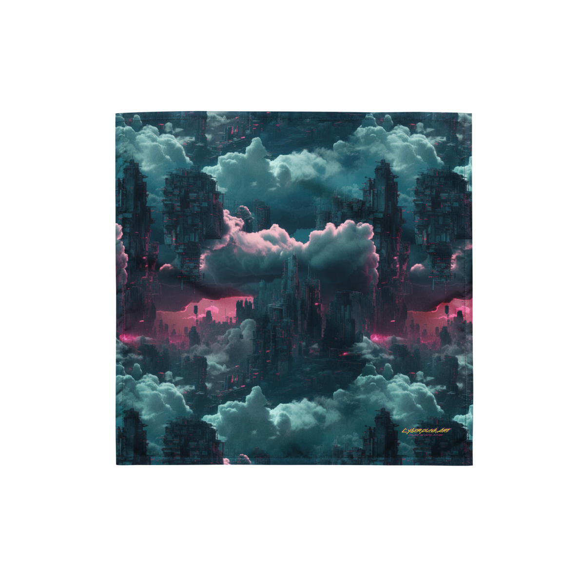 Cloudy Skyscraper - Blue/Magenta - Bandana - Image 5