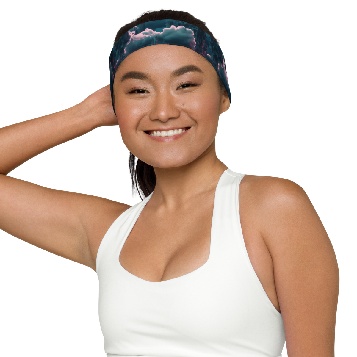 Cloudy Skyscraper - Blue/Magenta - Headband - Image 6
