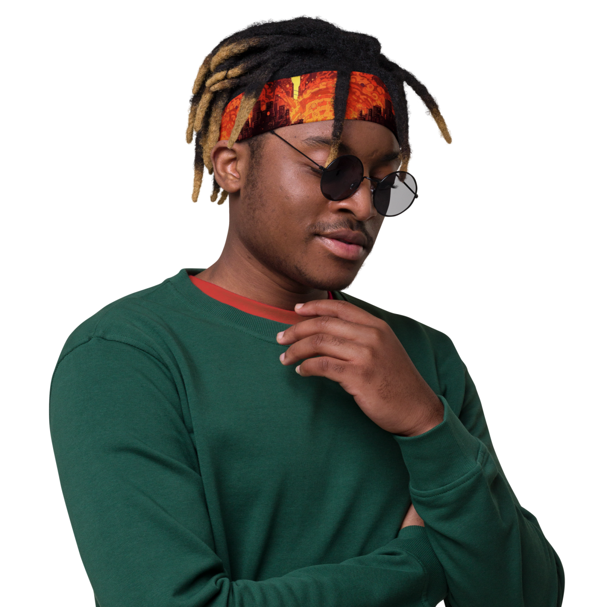 Spiral Flame - Orange/Black - Headband - Image 8