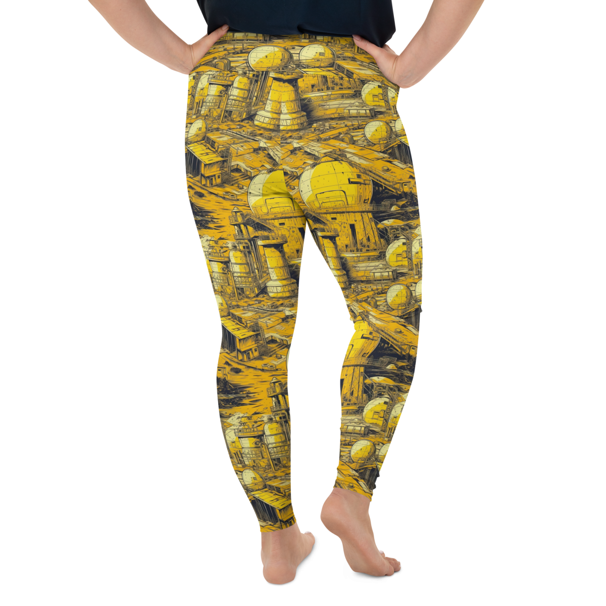 Moon Base - Yellow - Yoga Leggings - Image 9