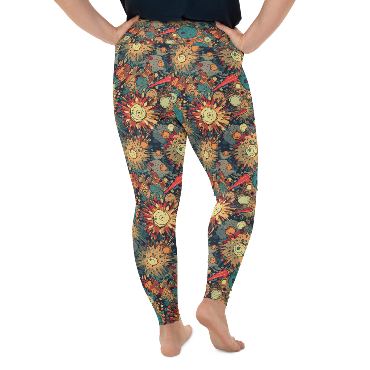 Flaming Fission - Blue/Yellow - Plus Size Leggings - Image 9