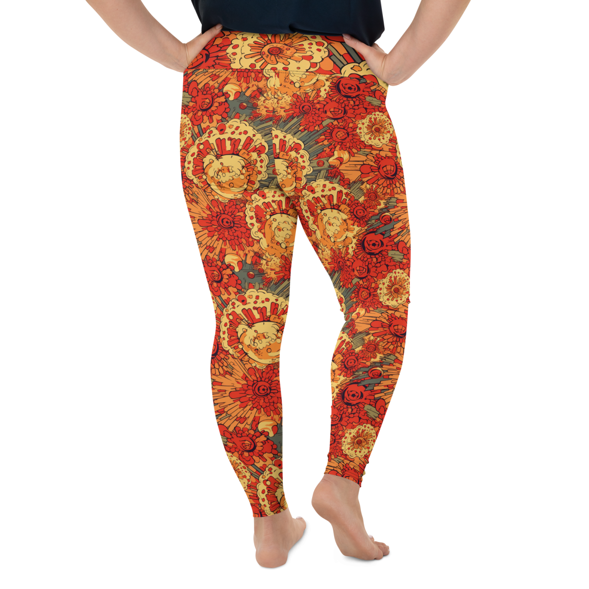 Fusion - Orange - Dark Blue Plus Size Leggings - Image 9