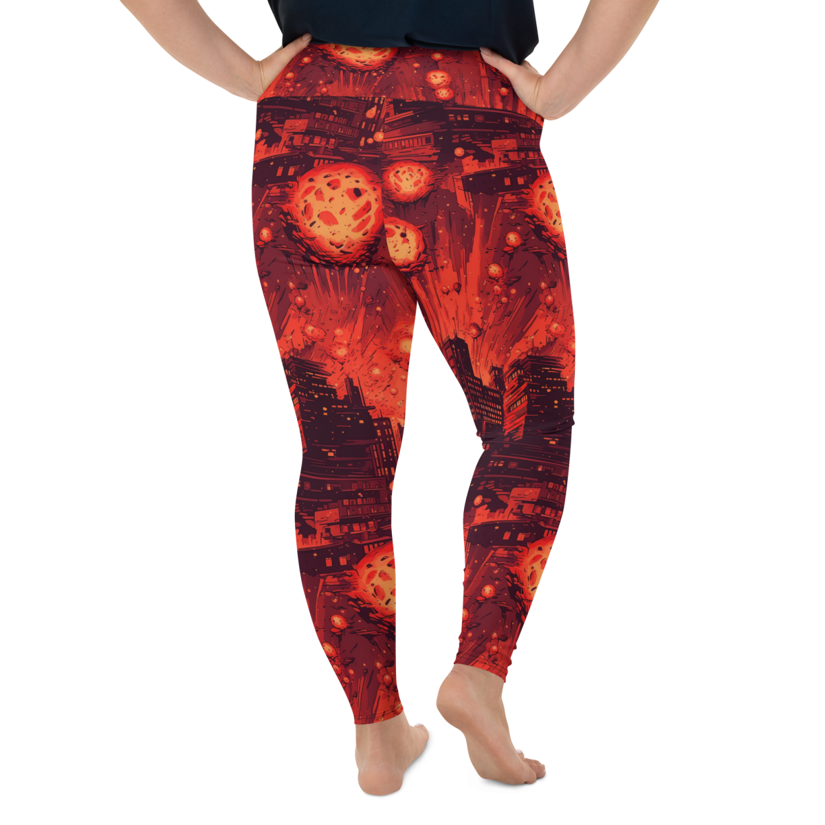 Meteor Strike - Red - Plus Size Leggings - Image 9