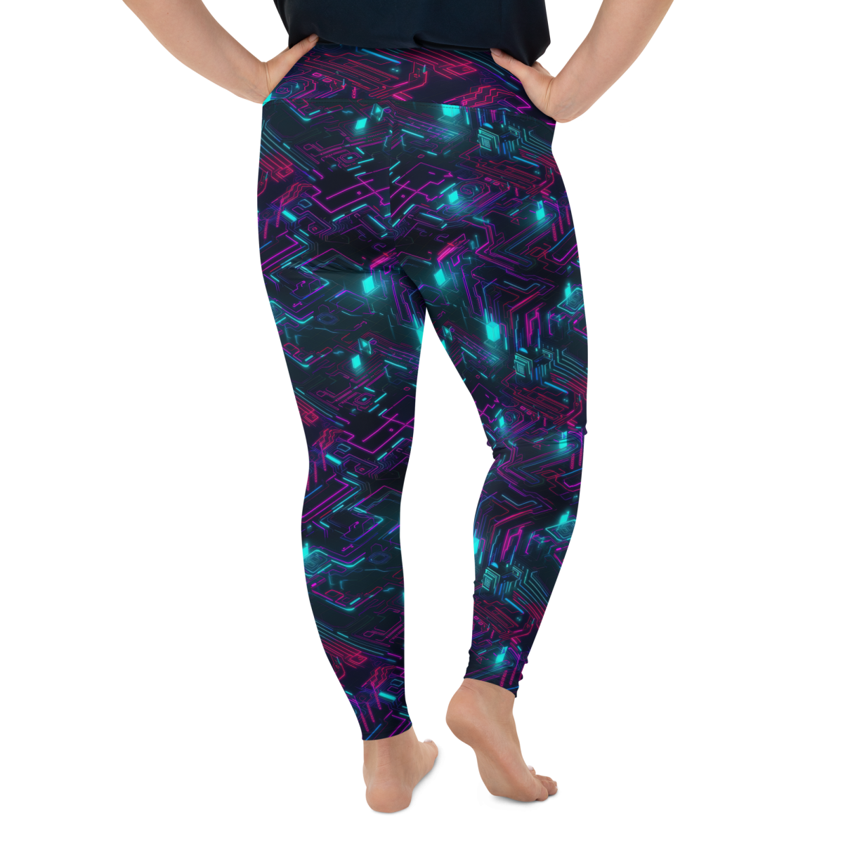 Cyberspace Circuits - Blue - Plus Size Leggings - Image 9