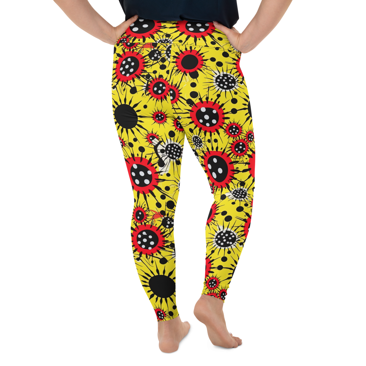 Virus Attack - Yellow/Red - Plus Size Leggings - Image 9