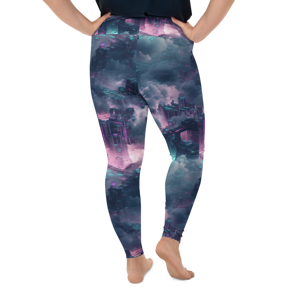 Cloudy Skyscraper - Blue/Magenta - Plus Size Leggings - Image 9