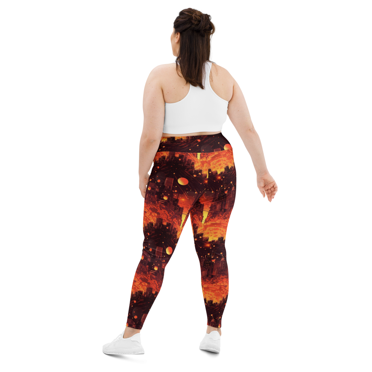 Spiral Flame - Orange/Black - Plus Size Leggings - Image 19