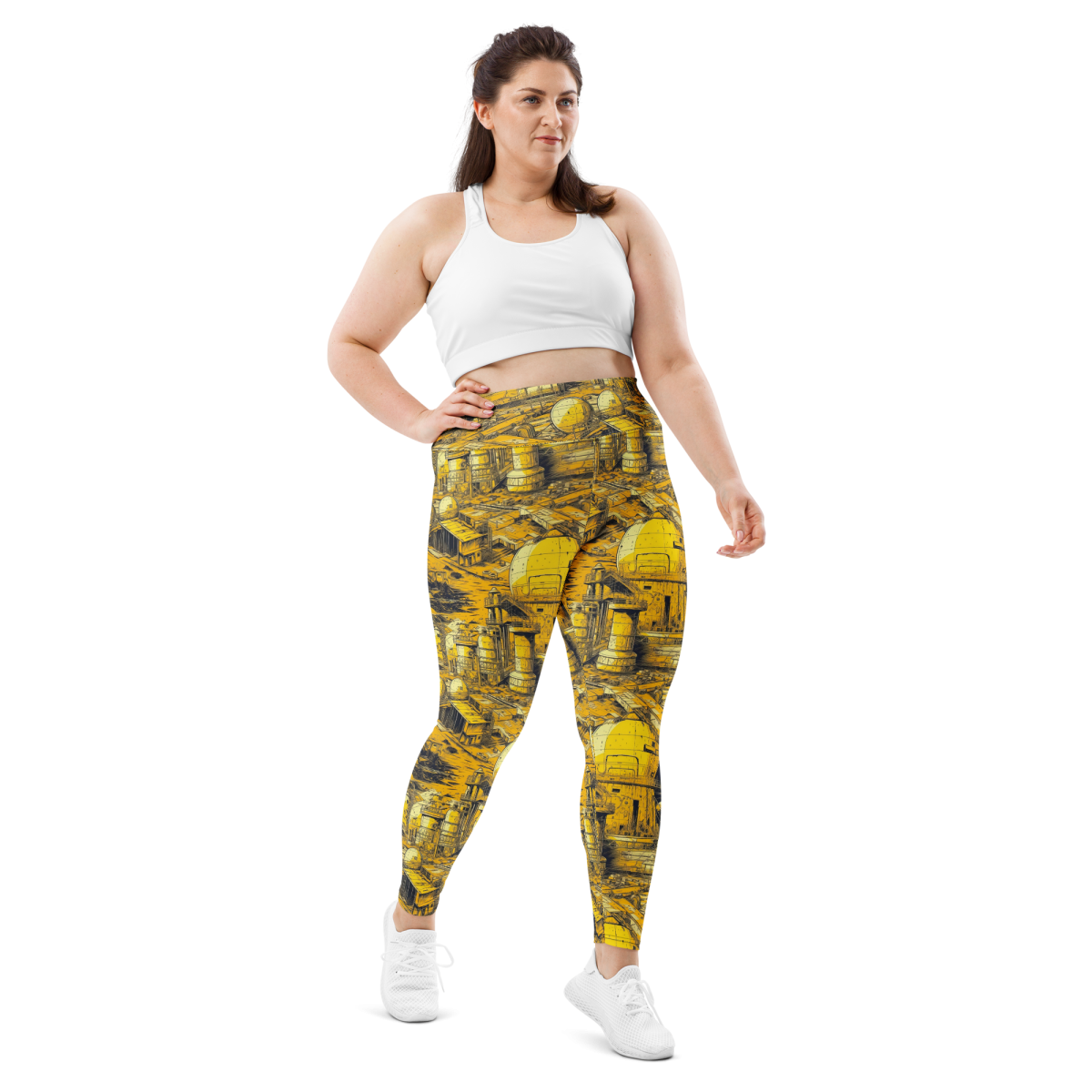 Moon Base - Yellow - Yoga Leggings - Image 2