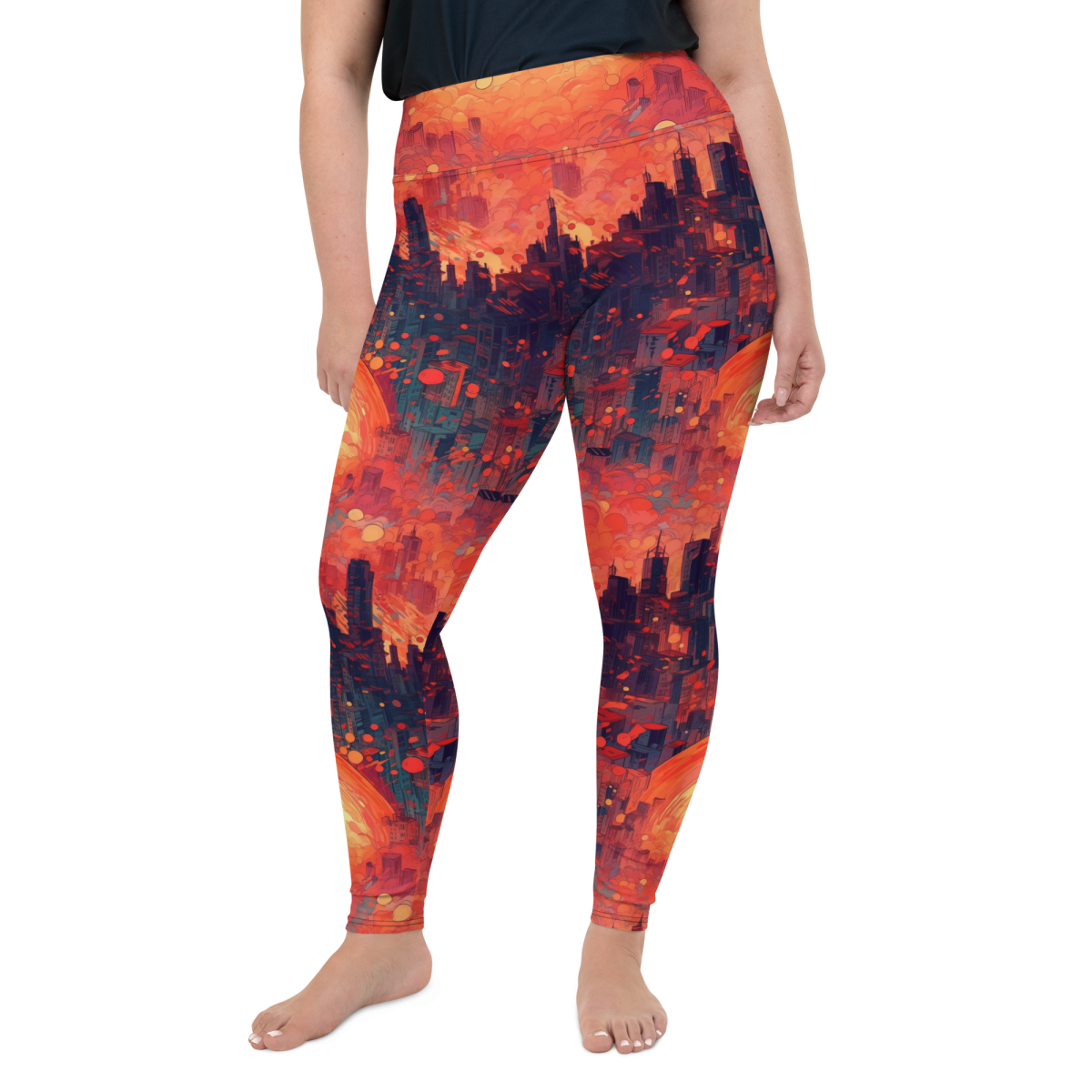Fiery Dawn - Red/Black - Plus Size Leggings - Image 3