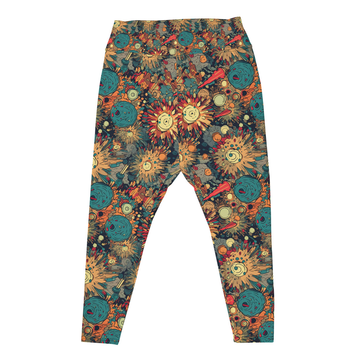 Flaming Fission - Blue/Yellow - Plus Size Leggings