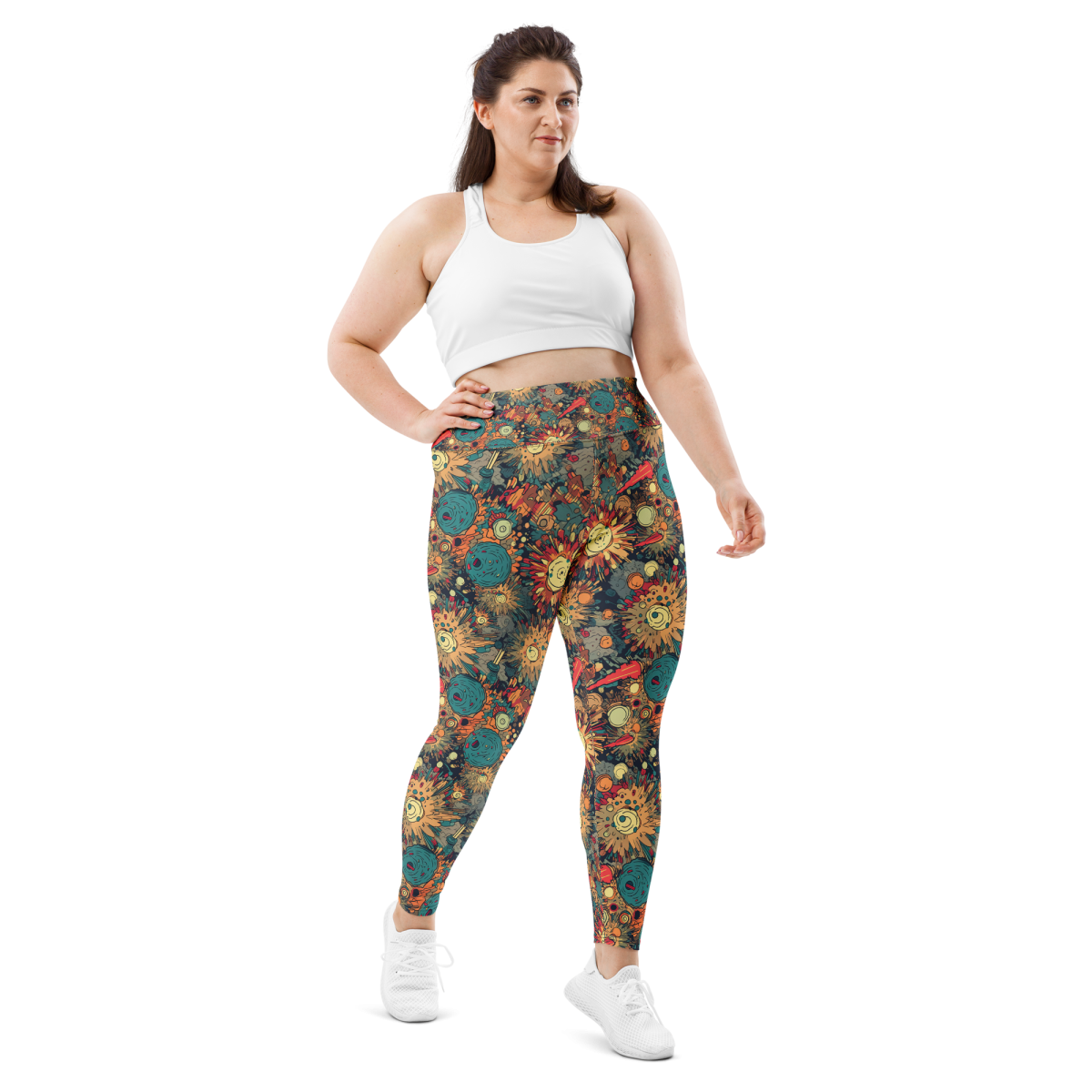 Flaming Fission - Blue/Yellow - Plus Size Leggings - Image 2