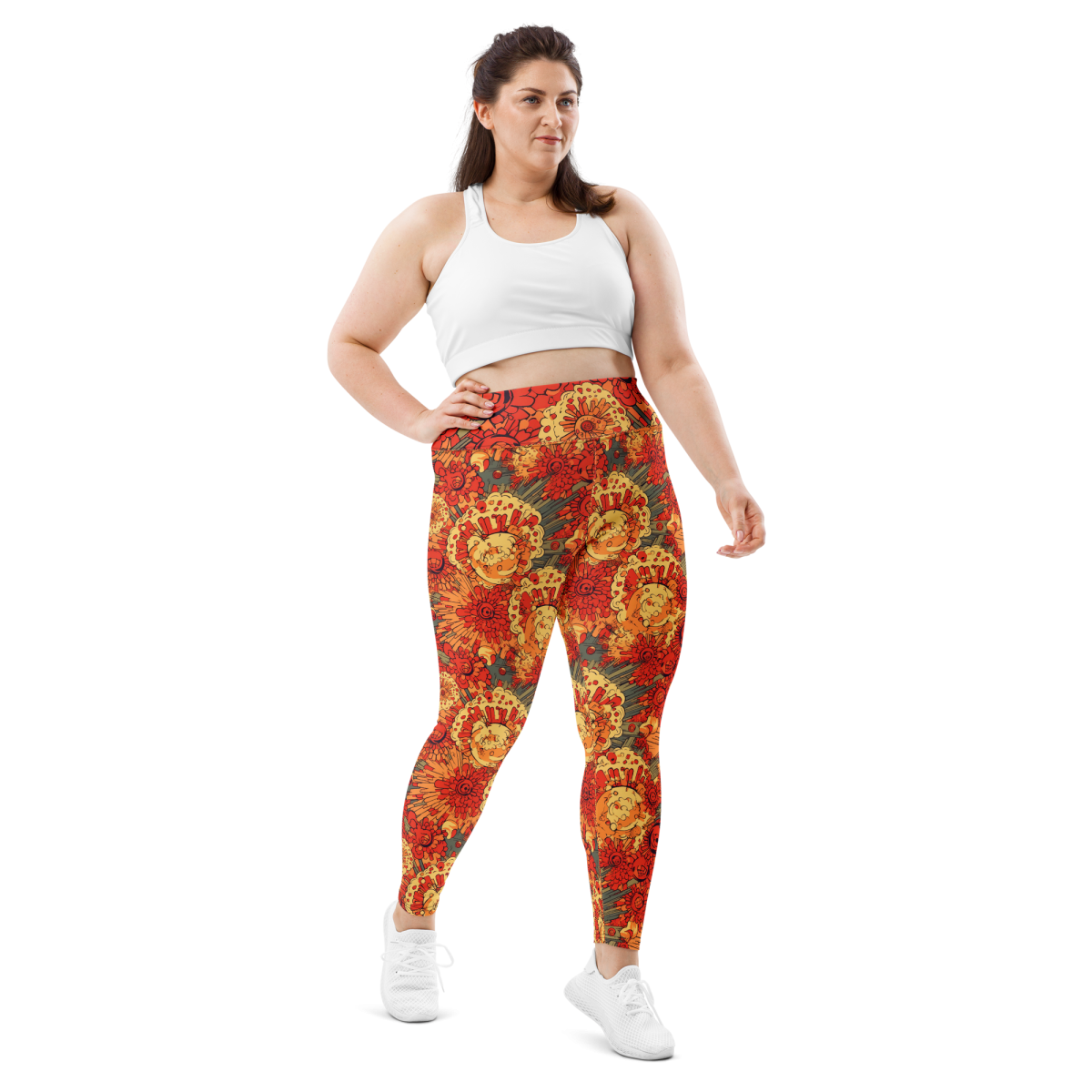 Fusion - Orange - Dark Blue Plus Size Leggings - Image 2