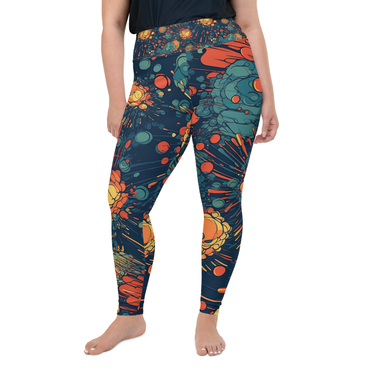 Subatomic Schism - Dark Blue Plus Size Leggings - Image 3