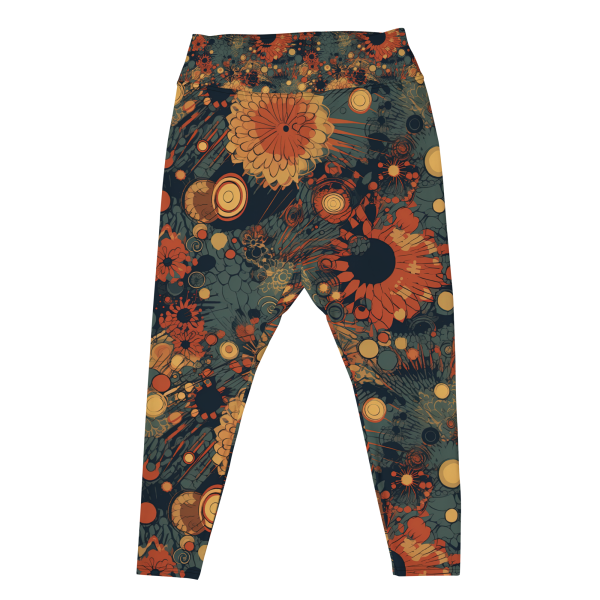 Trampled Flowers - Green/Blue - Plus Size Leggings