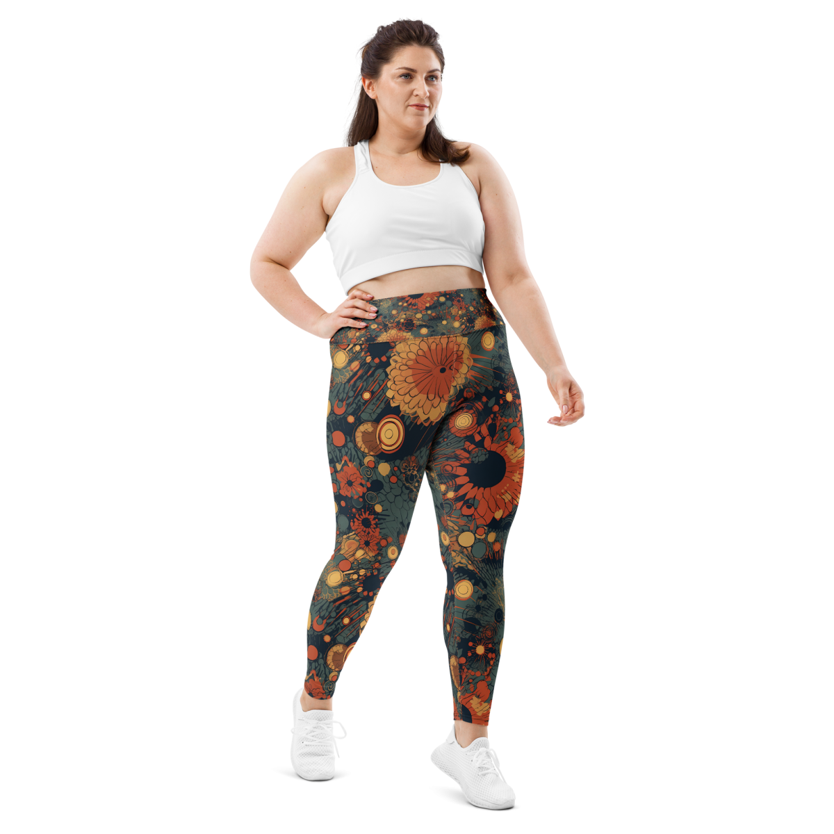 Trampled Flowers - Green/Blue - Plus Size Leggings - Image 2