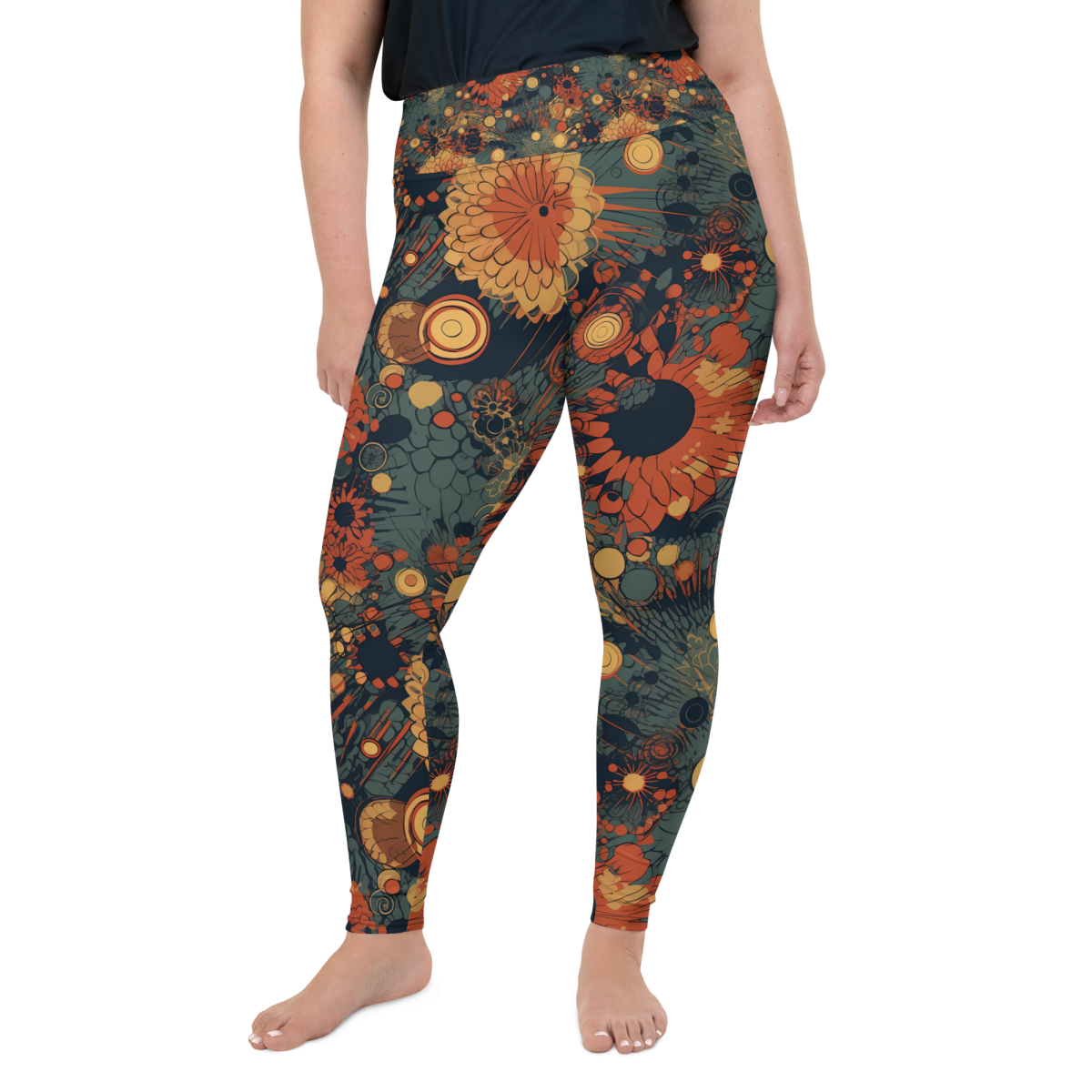Trampled Flowers - Green/Blue - Plus Size Leggings - Image 3