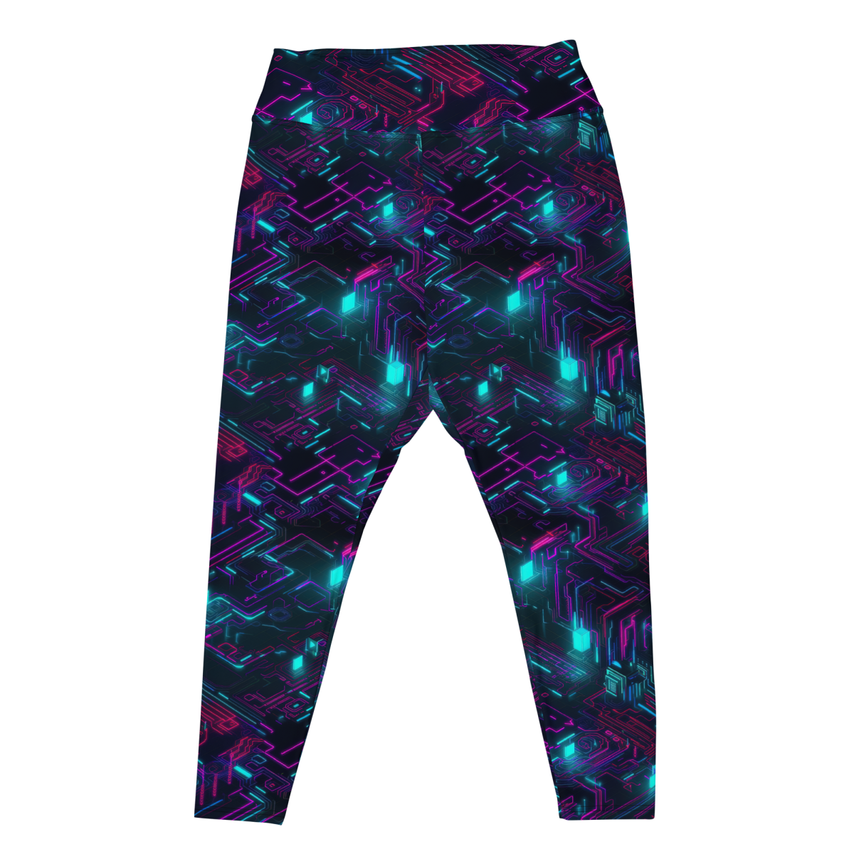 Cyberspace Circuits - Blue - Plus Size Leggings