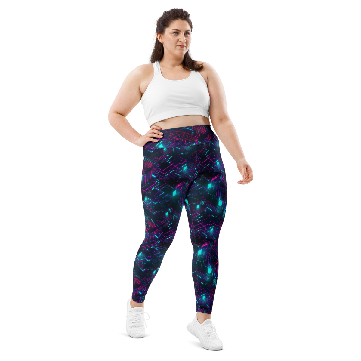 Cyberspace Circuits - Blue - Plus Size Leggings - Image 2