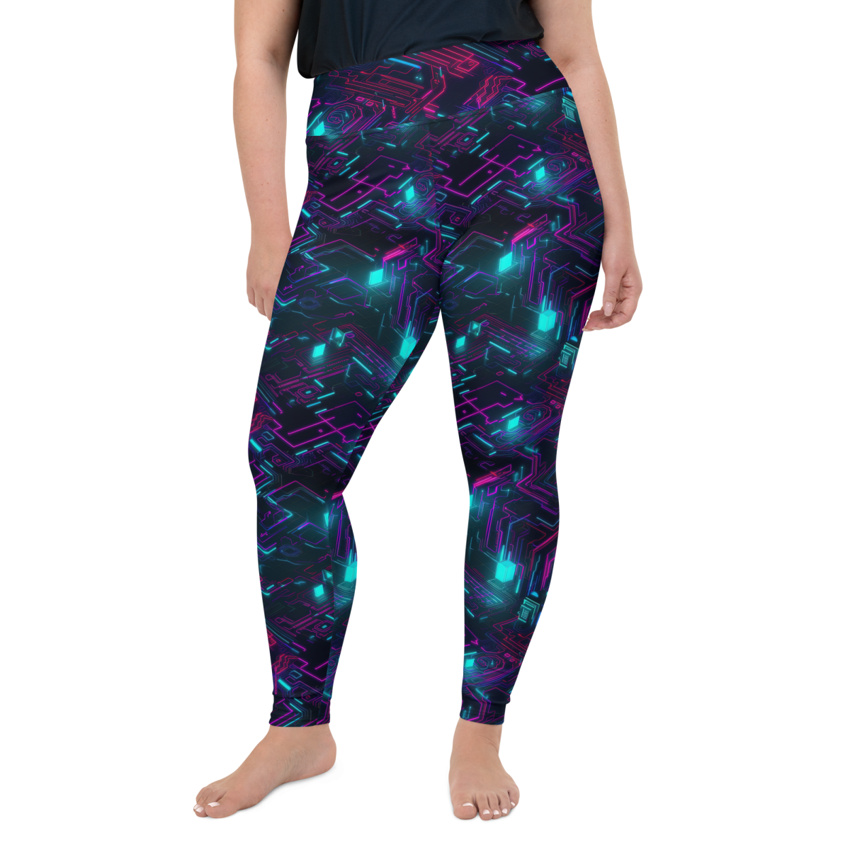 Cyberspace Circuits - Blue - Plus Size Leggings - Image 3