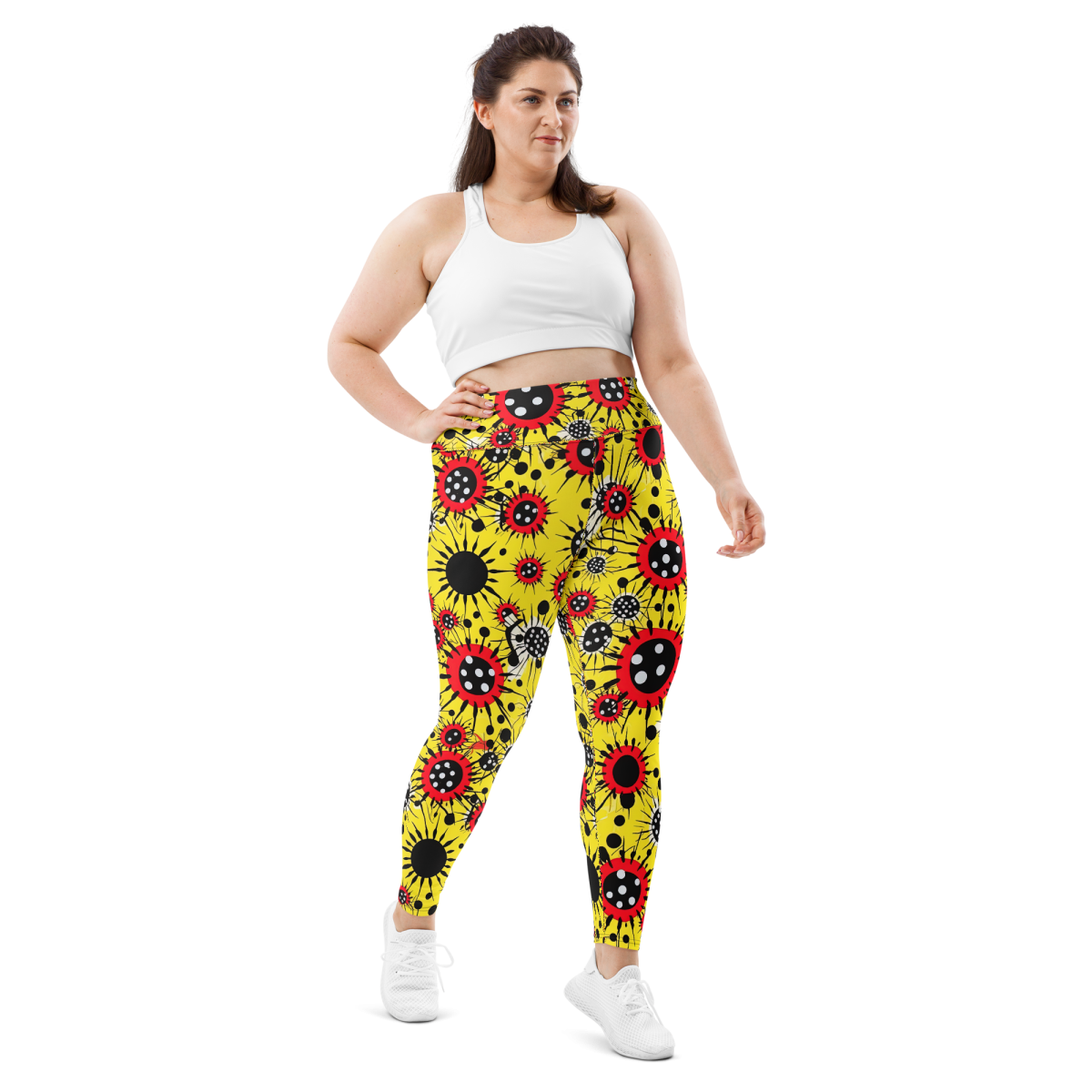 Virus Attack - Yellow/Red - Plus Size Leggings - Image 2