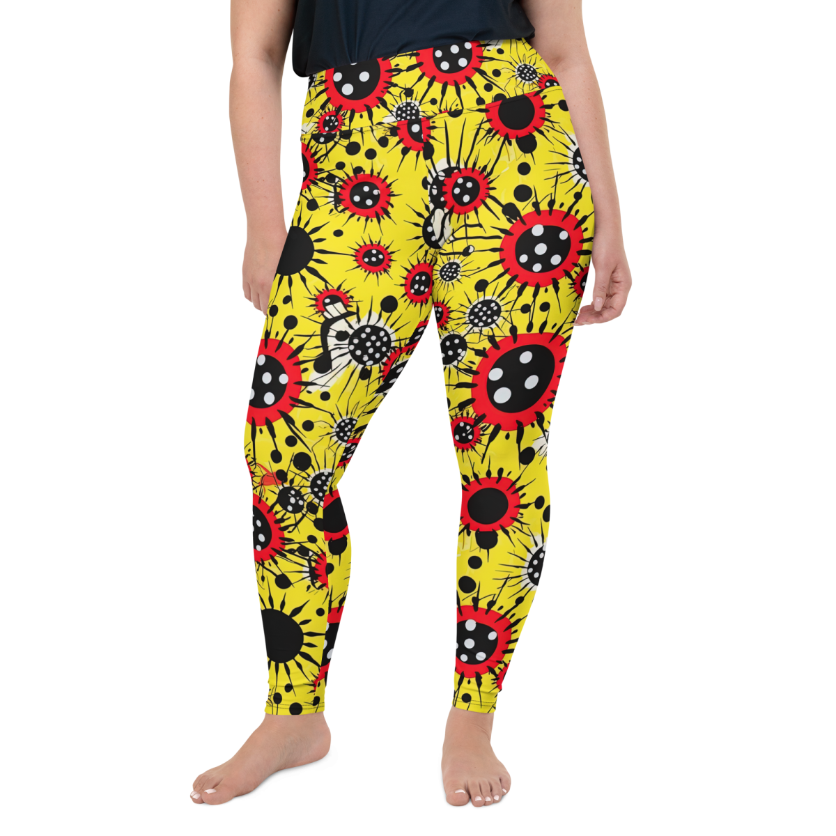 Virus Attack - Yellow/Red - Plus Size Leggings - Image 3