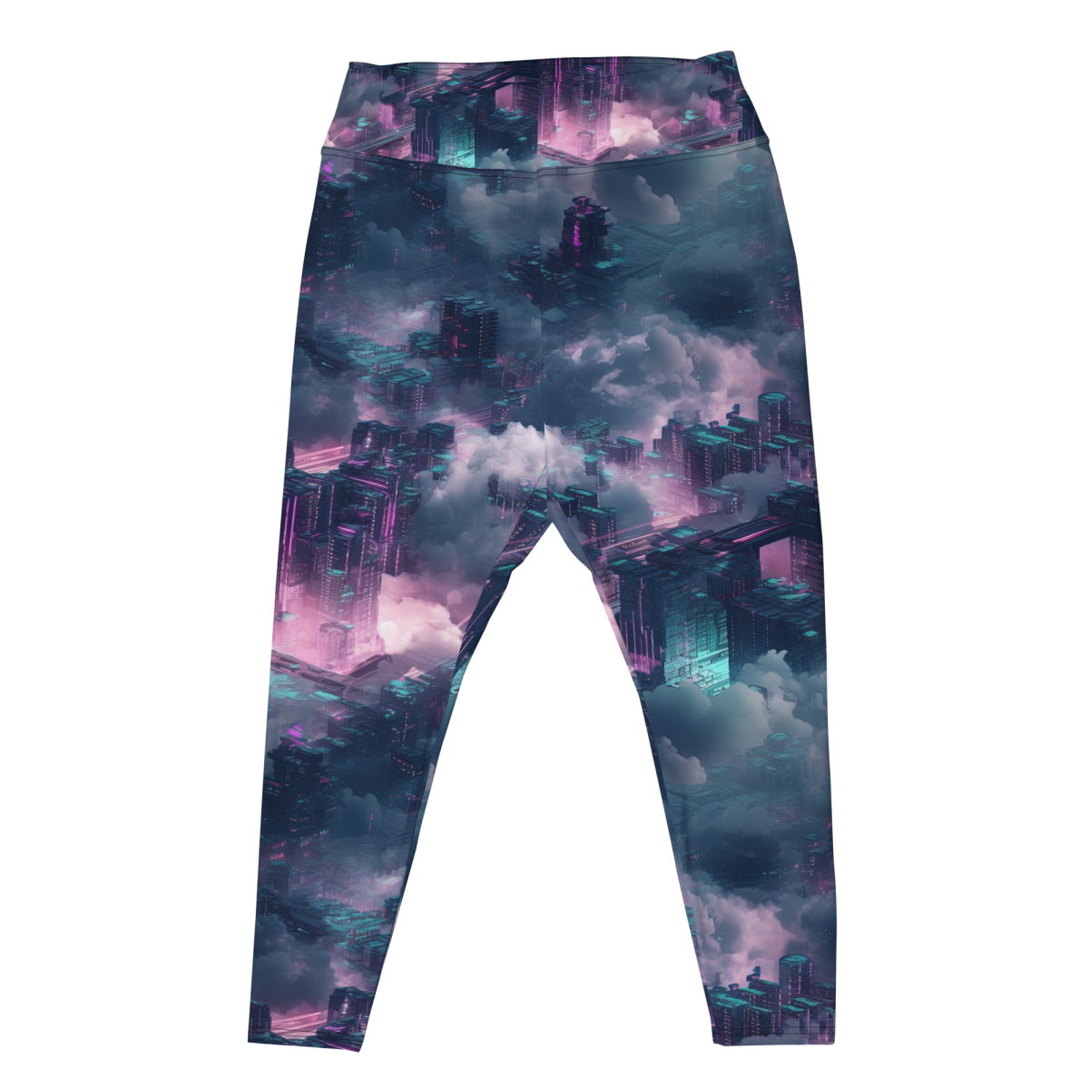 Cloudy Skyscraper - Blue/Magenta - Plus Size Leggings