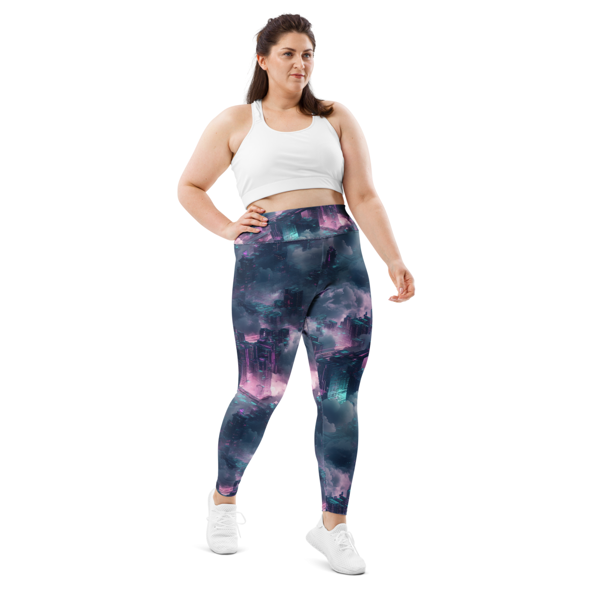 Cloudy Skyscraper - Blue/Magenta - Plus Size Leggings - Image 2